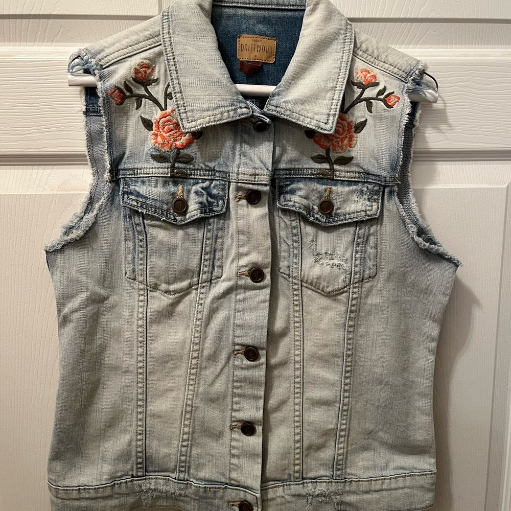 DRIFTWOOD embroidered denim vest